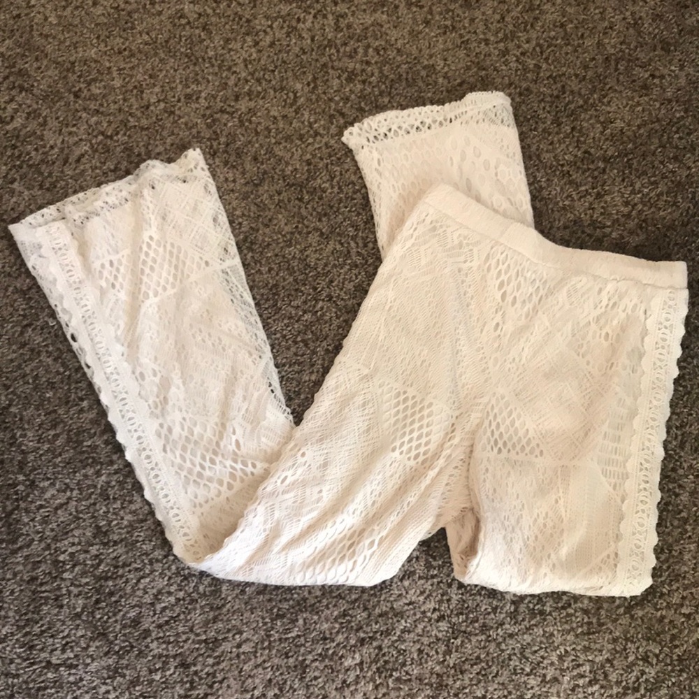 Boutique Crochet Lace Ivory Boho Pants